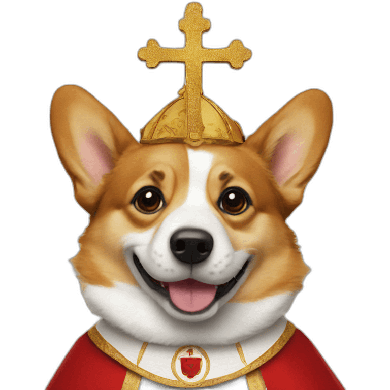 Corgi dressed as the pope emoji