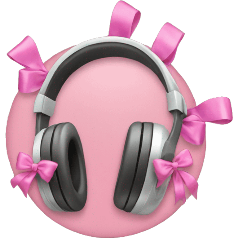 Headphone with pink bows emoji