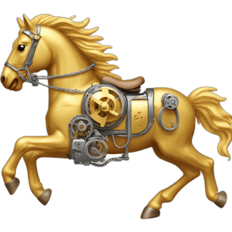 Mechanical golden running horse emoji