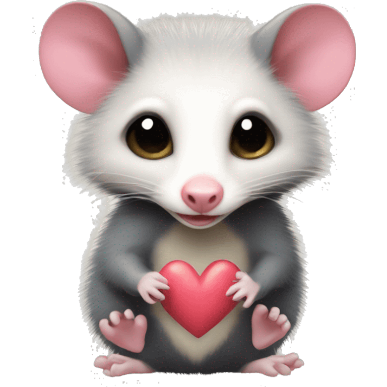 Opossum with hearts around it emoji