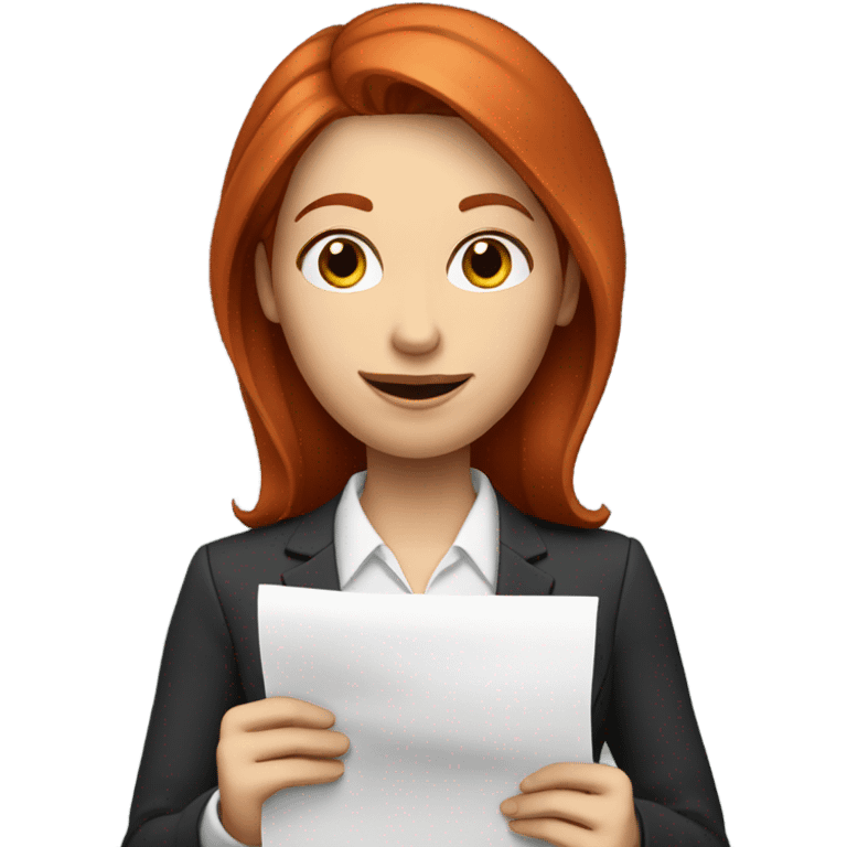 medium red hair woman nutritionist with a paper report emoji