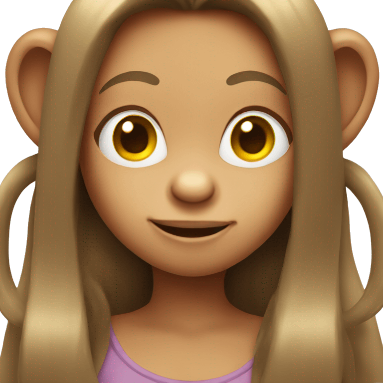 Girl Monkey with long brown hair emoji