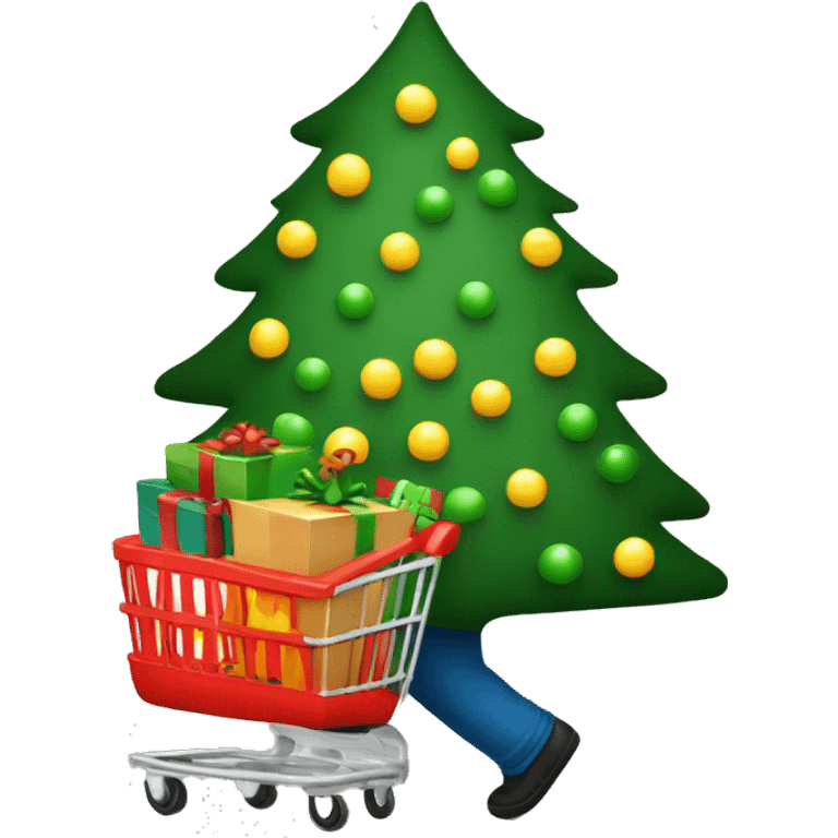 Shopping back with Christmas tree emoji