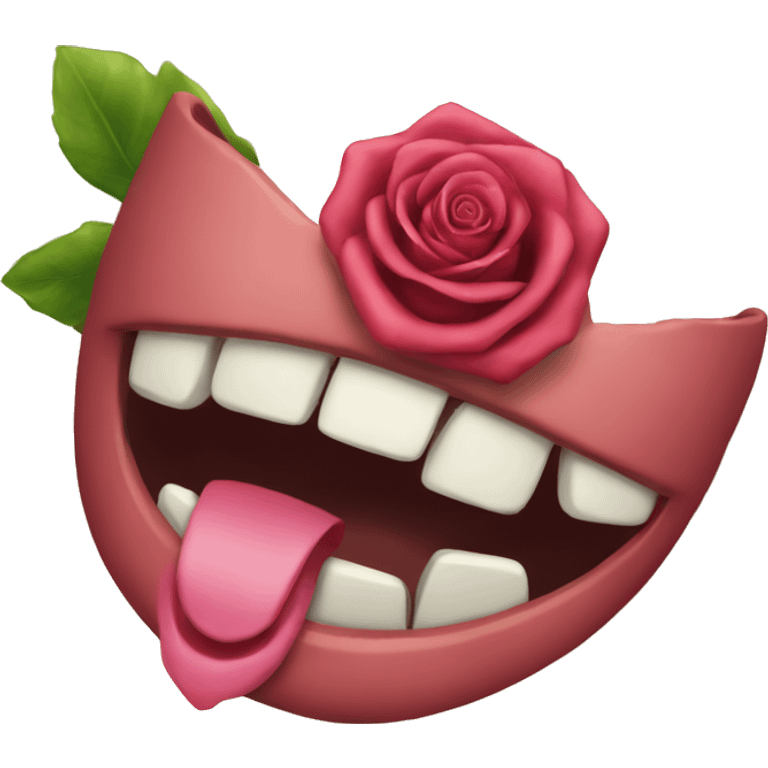 Emoji with rose in mouth emoji