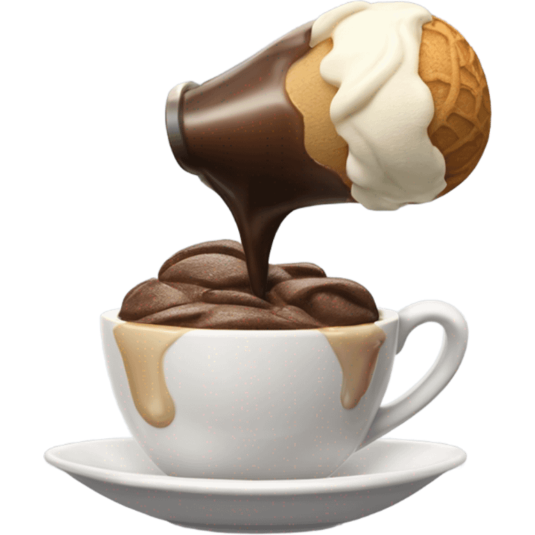 Espresso being poured over one scoop of ice cream emoji