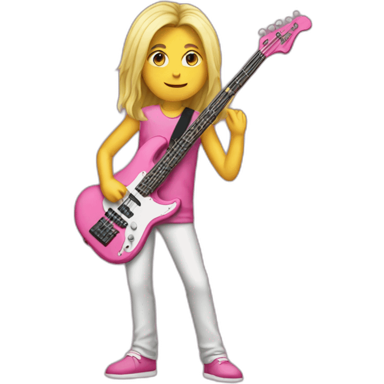 long-blond-bassguitar-player-pink-clothes-pink emoji