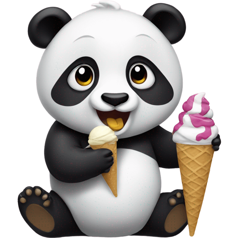 Panda eating ice cream emoji