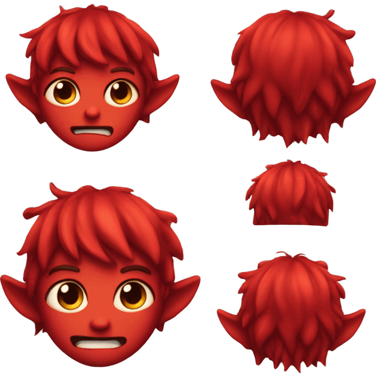 A red, beautiful, innocent looking red demon boy  emoji