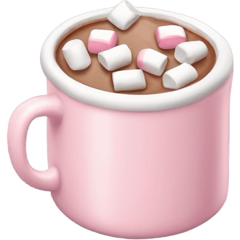 Light Pink mug of hot chocolate with marshmallows  emoji