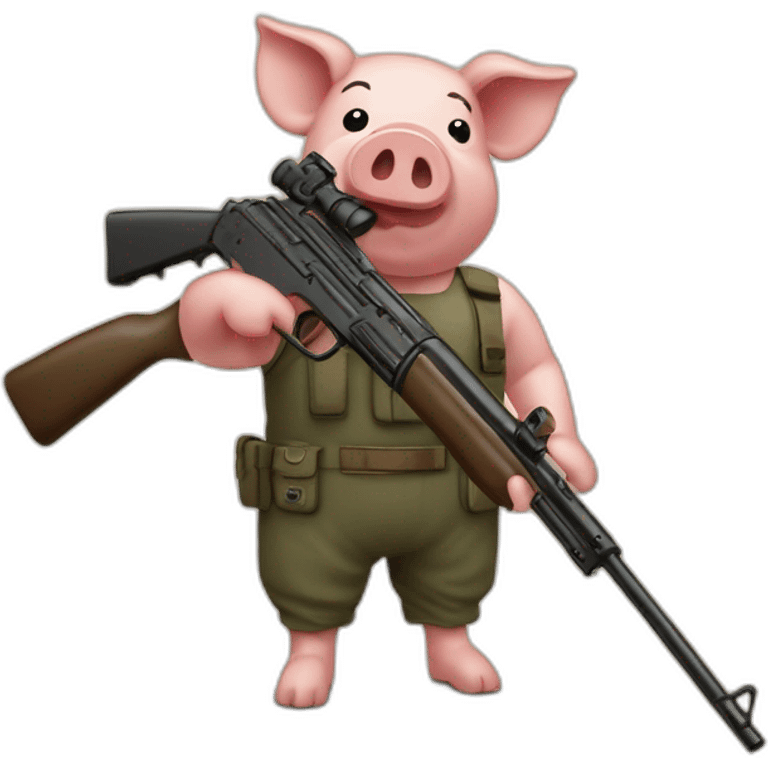 Cochon avec un fusil a pompe emoji