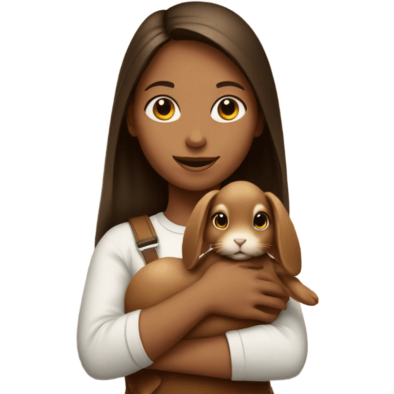 Girl with brown rabbit  indoors emoji