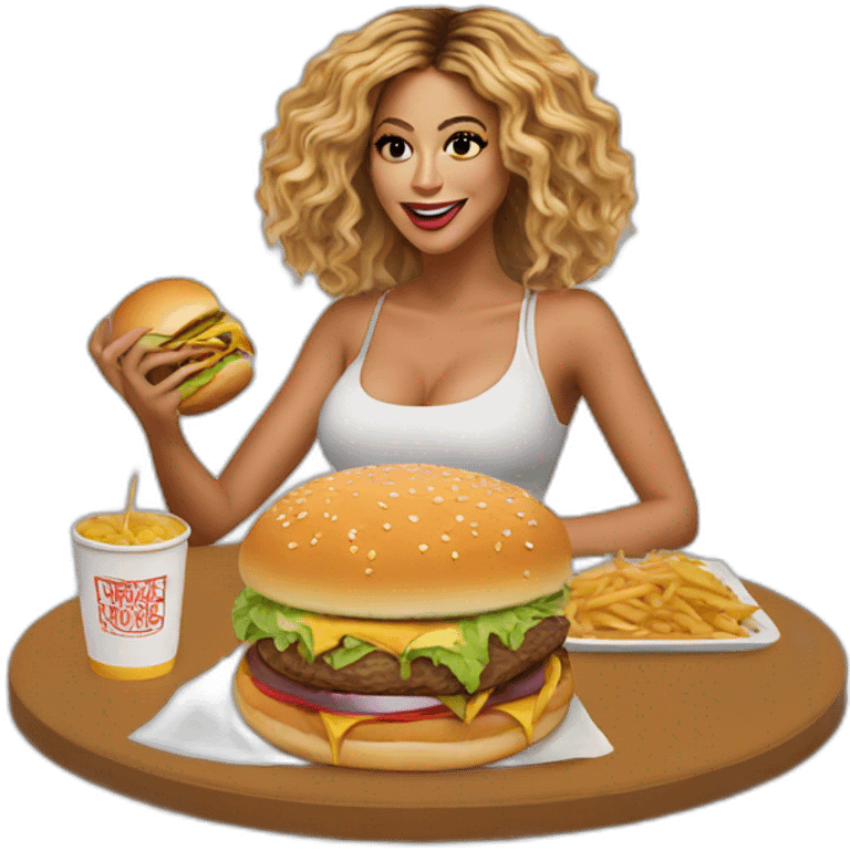 Beyoncé eating the hamburger emoji