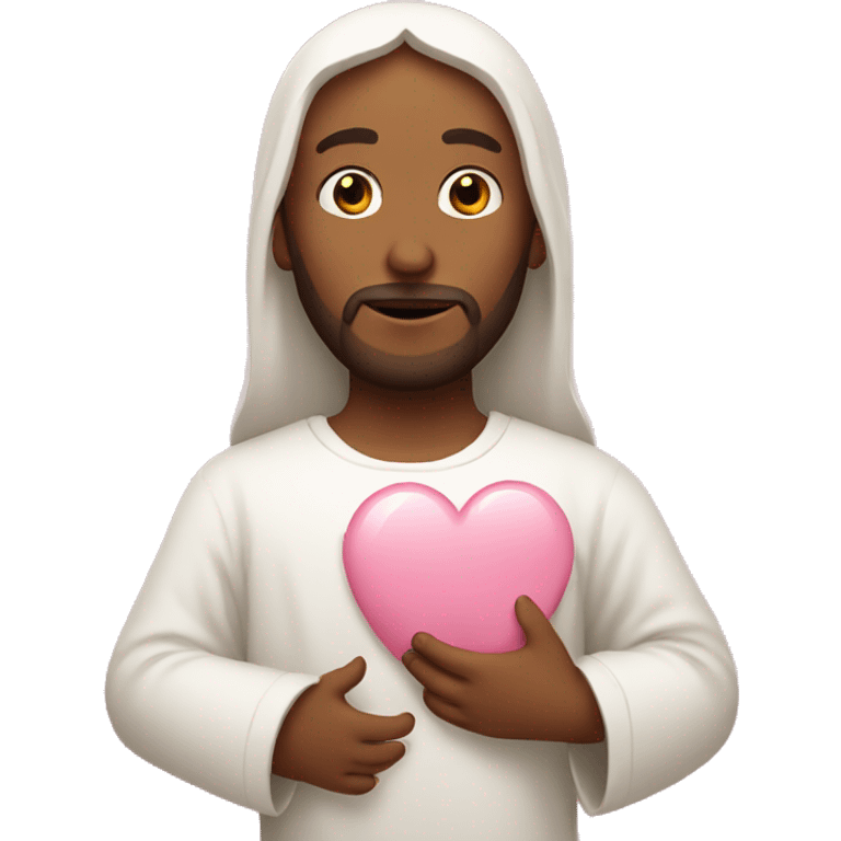 Jesus holding a baby pink heart emoji