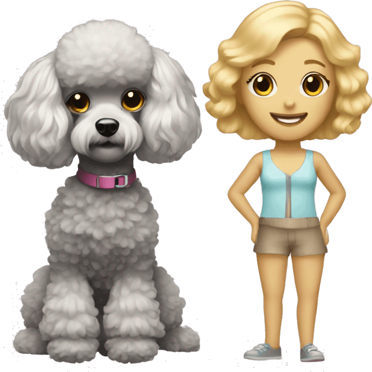 toy poodle and blonde girl emoji