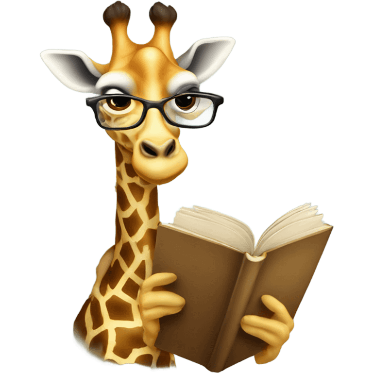 Giraffe wearing glasses reading book emoji