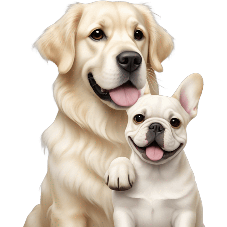 English cream golden retriever and an oreo colored frenchie as best friends emoji