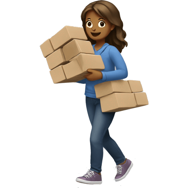 A girl is carrying bricks. emoji