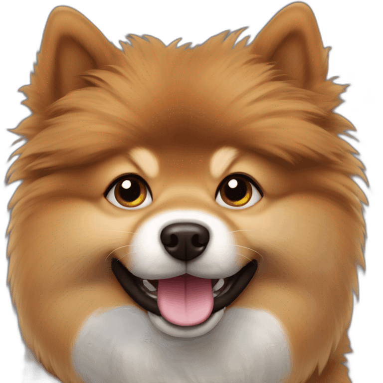 Spitz dog happy face only dark brown color hairy emoji