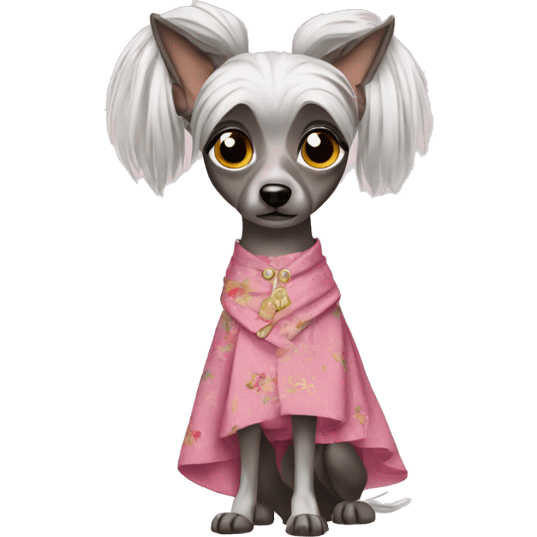 Chinese Crested in a skirt emoji