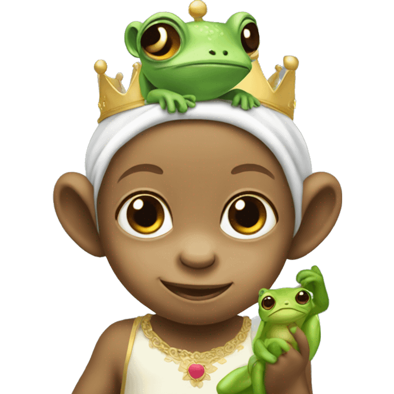 baby monkey with frog prince headband  emoji