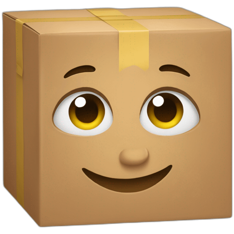 Wearing a box while looking down with a smile emoji