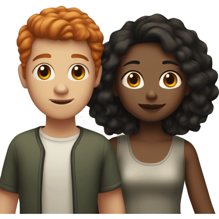 a couple, the boy who is red-haired and white-skinned, and the girl with short black hair and dark skin emoji