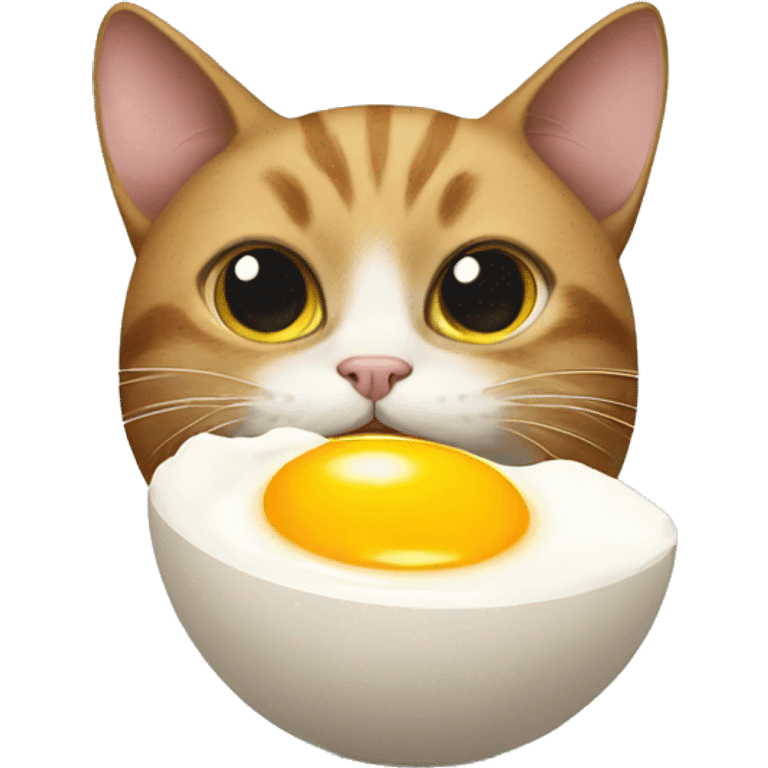 cat eats egg emoji