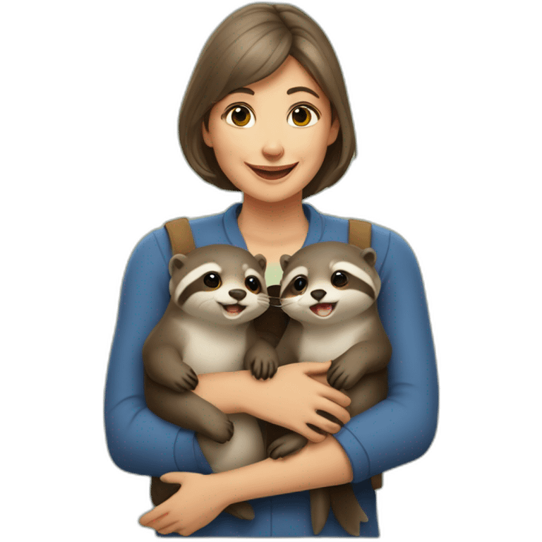 maman loutre avec ses petits emoji