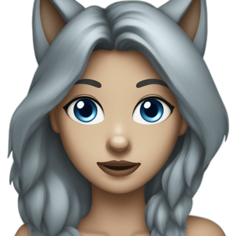 dark female gray wolf blue eyes  emoji