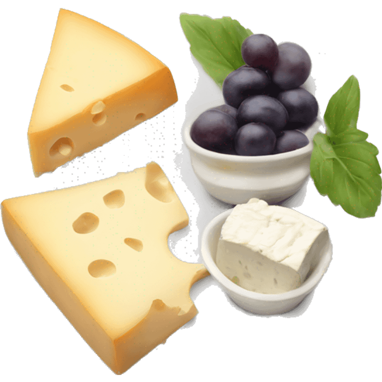 a cheese platter with brie emoji