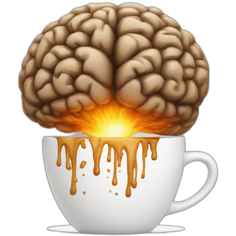 brain exploding with coffee cup emoji