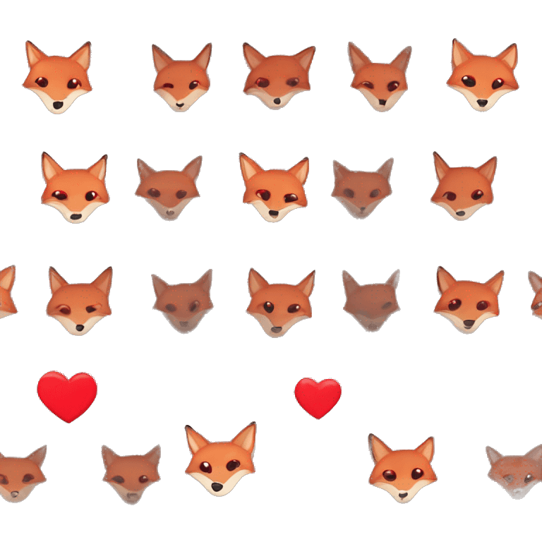 dark red fox face with tiny red heart instead of eyes emoji