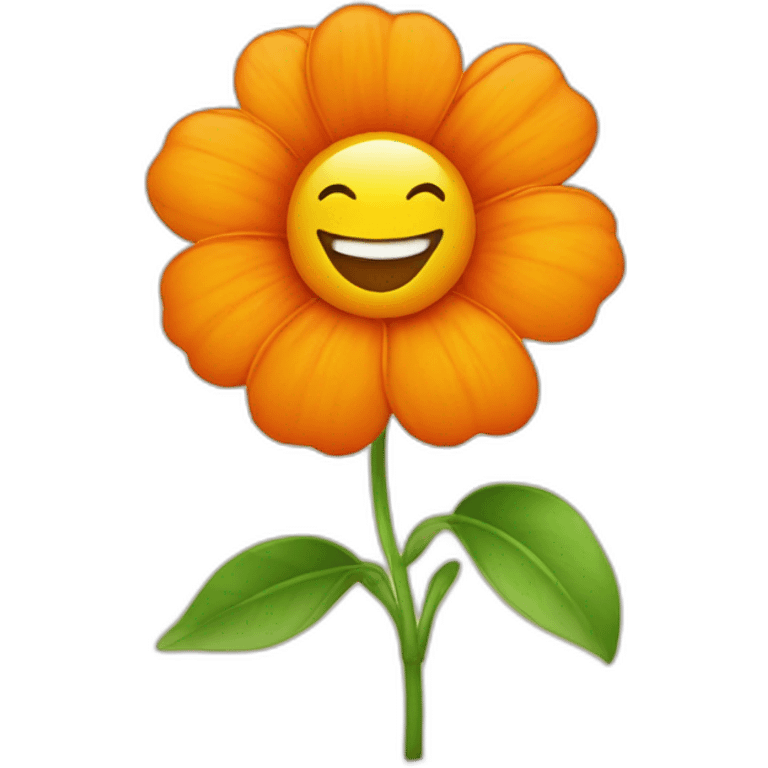 An orange flower with a smile emoji