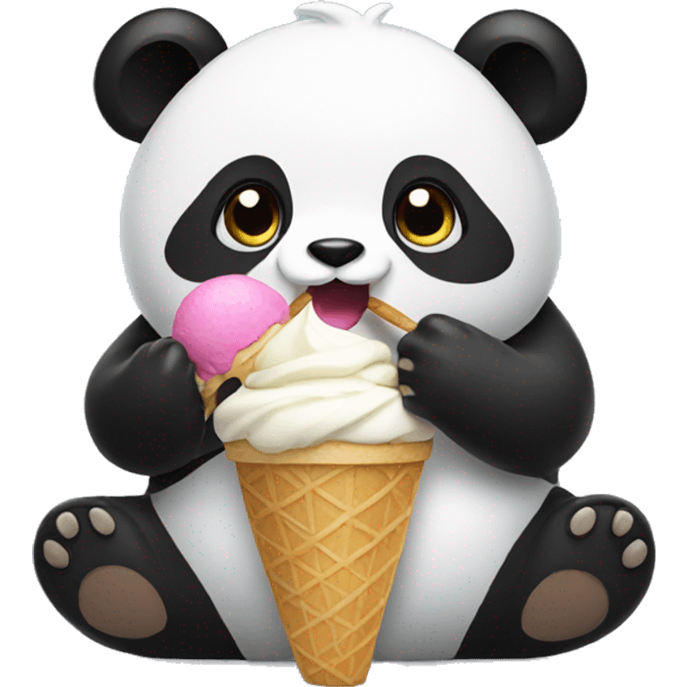 Panda eating ice cream emoji