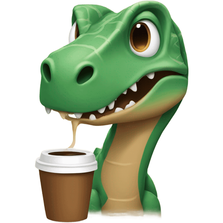 Dino with coffee emoji