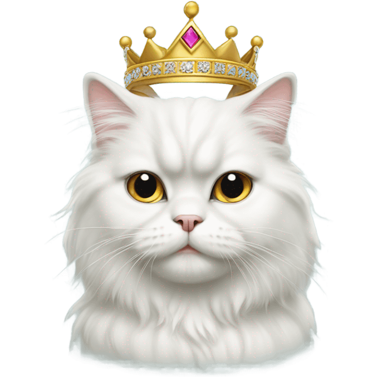 White Persian cat with a princess crown emoji