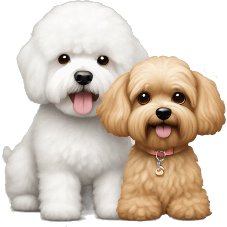 Apricot cockapoo and white bichon frise emoji