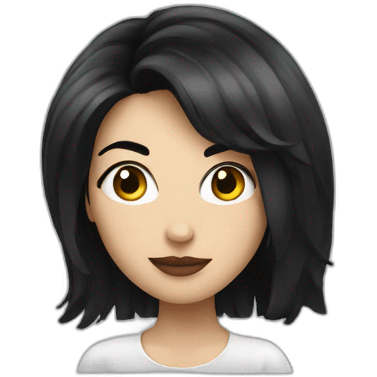 a white women with black hair, comics style emoji