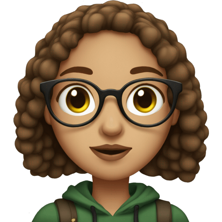 girl with glasses, green eyes, septum piercing and brown hair emoji