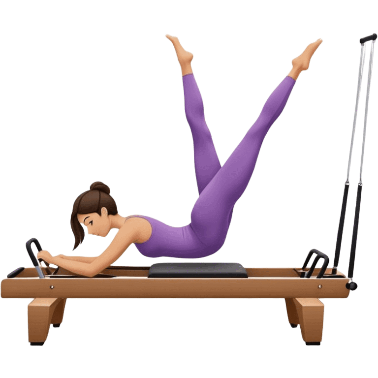 brunette in short, doing reformer pilates emoji