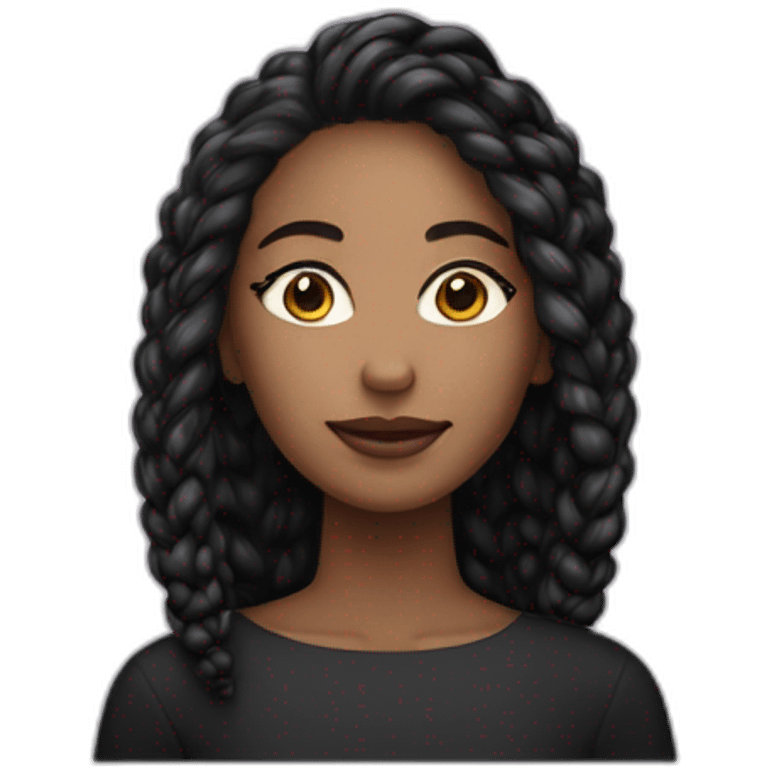 Femme au cheveux lisse noir et à la peau blanche qui porte un pull noir emoji