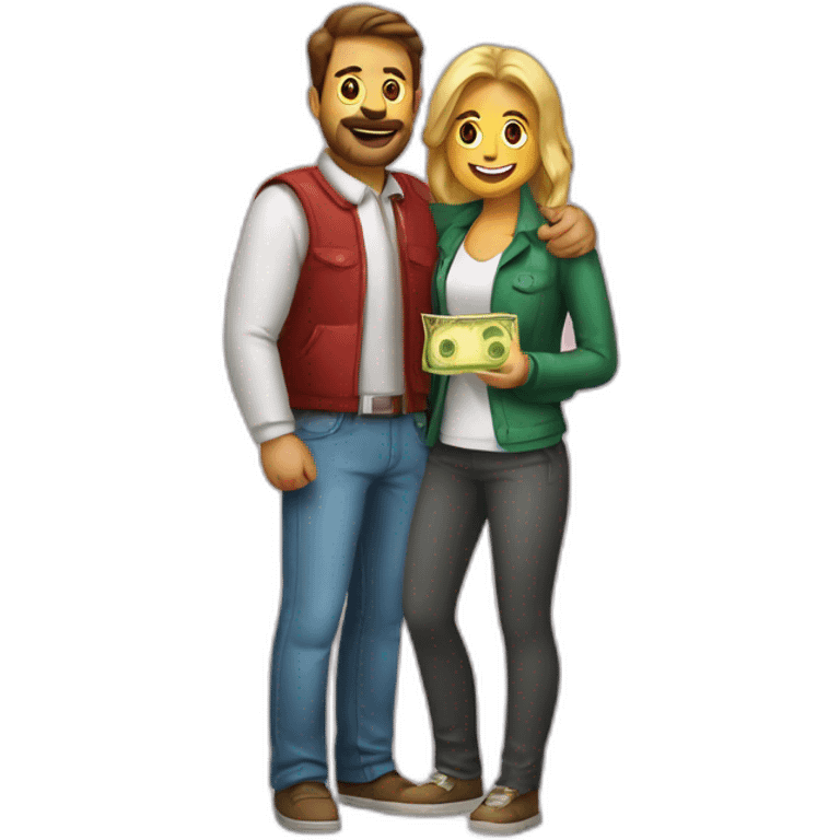 pareja con dinero emoji