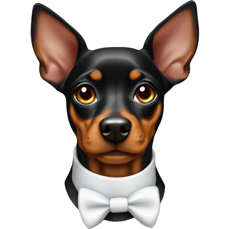 black brindle tan pinscher big ears white collar emoji