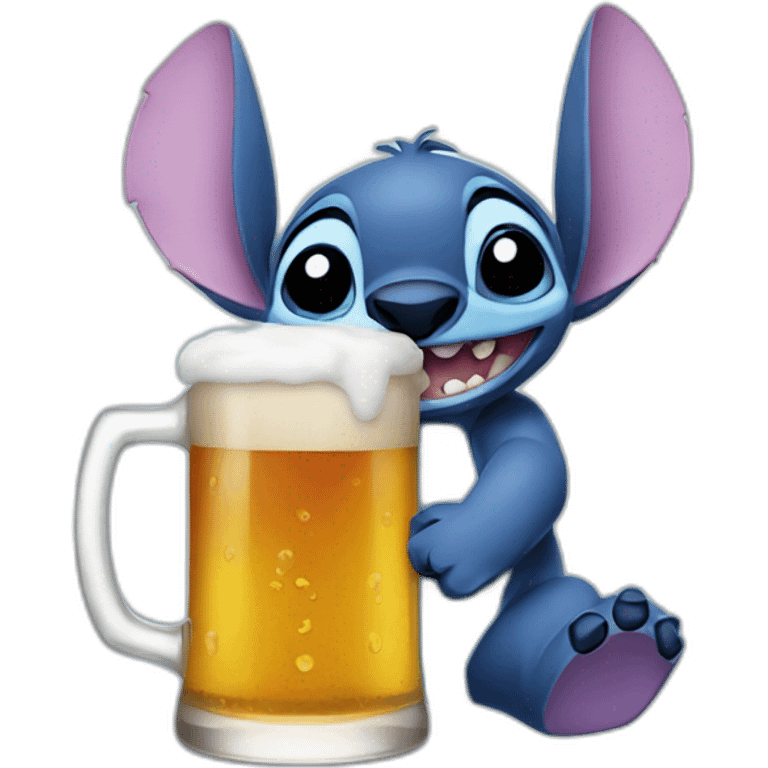 Stitch qui boit une bière emoji