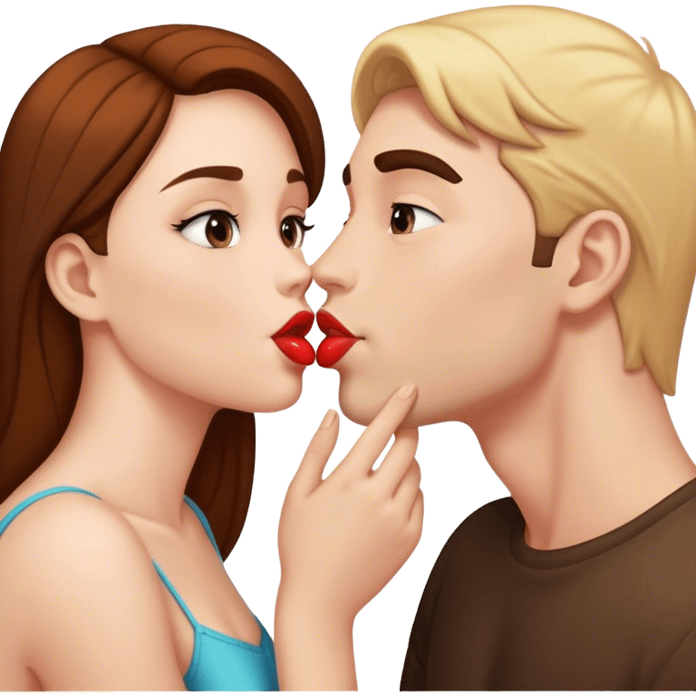 two girls and 1 guy kissing emoji