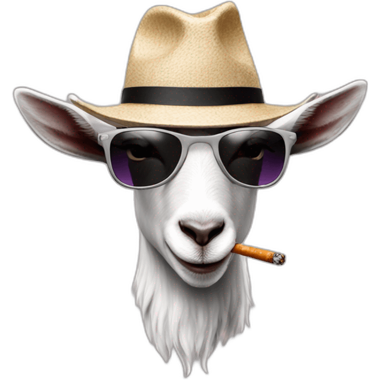 Cool goat sunglasses fedora smoking emoji