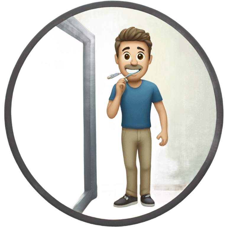 A man brushing his teeth with a stick emoji