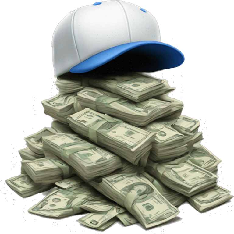 pile of money with a baseball hat on top emoji