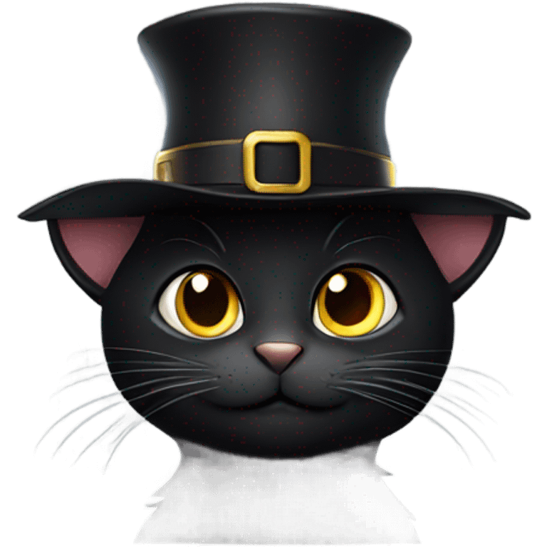 Black cat with a collar and hat emoji