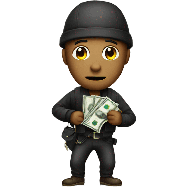 A robber with a bag of money  emoji